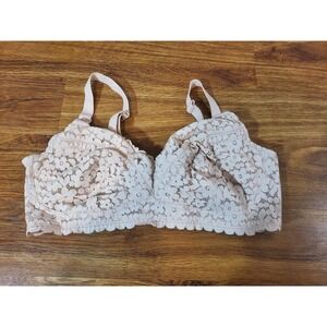 Momanda Women's Lace Nursing Bra Bralette Wirefree Size 38C  Light Pink